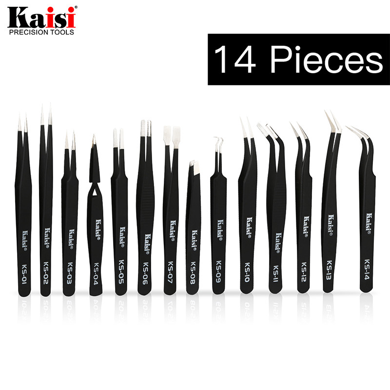 Electronics Repair Center - 14-teiliges ESD-Pinzetten-Set aus Edelstahl, Präzisions-Reparaturpinzetten für