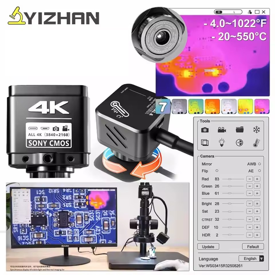 Electronics Repairing - YIZHAN Wärmebildkamera 256*192 Pixel 4K Elektronik-Löt-Mikroskopkamera