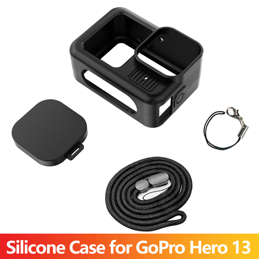 Gopro Action Camera Hero 13 Black - Silikon-Schutzhülle Objektivabdeckung Handschlaufe Anti-Verlust-Kordel für GoPro
