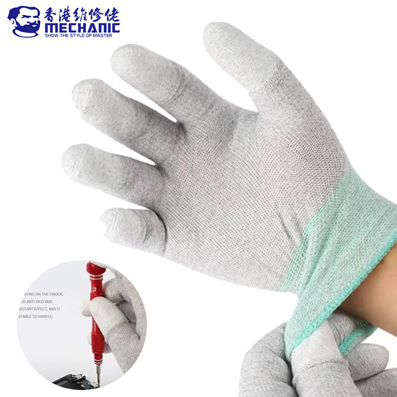 Electronics Repair Center - MECHANIC AS02 Antistatische Kohlefaser-Handschuhe mit PU-Beschichtung